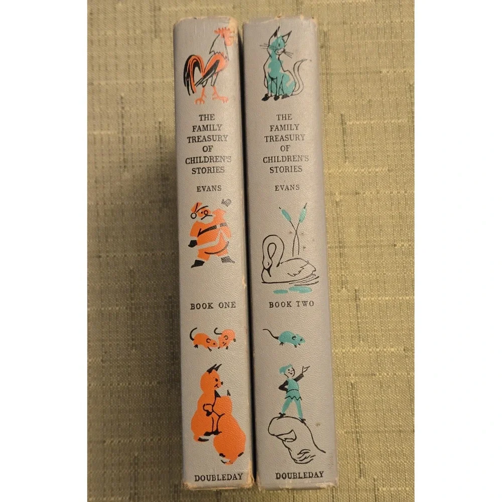 Vintage The Family Treasury Of Childrens Stories Books 1 And 2 Hard Cover 1956